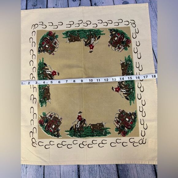Vintage Moda Home Linens Retro Western Cowboy Set of 8 Napkins 100% cotton - Picture 7 of 13